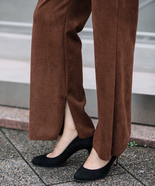 Munich（ミューニック）の「スエードピケジャージー　イージースリットパンツ(セットアップ可)（その他パンツ・レディース・ブラウン/アイボリー/ダークグレー・S/M/XS）」の12枚目の写真