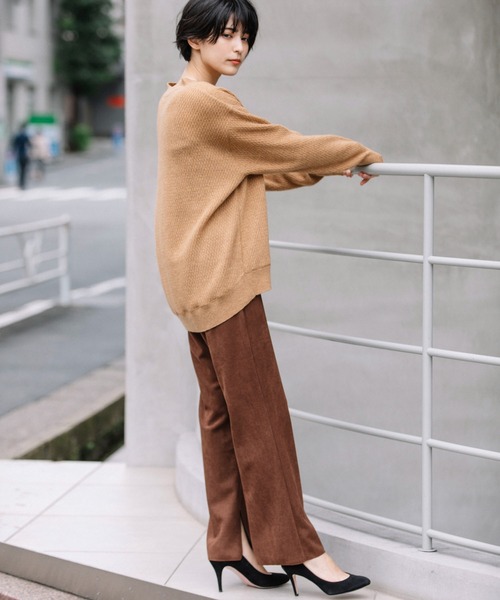 Munich（ミューニック）の「スエードピケジャージー　イージースリットパンツ(セットアップ可)（その他パンツ・レディース・ブラウン/アイボリー/ダークグレー・S/M/XS）」の14枚目の写真