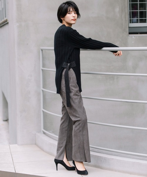 Munich（ミューニック）の「スエードピケジャージー　イージースリットパンツ(セットアップ可)（その他パンツ・レディース・ブラウン/アイボリー/ダークグレー・S/M/XS）」の15枚目の写真