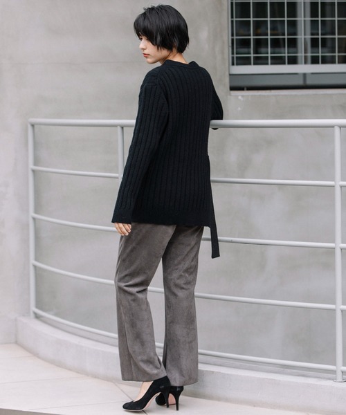 Munich（ミューニック）の「スエードピケジャージー　イージースリットパンツ(セットアップ可)（その他パンツ・レディース・ブラウン/アイボリー/ダークグレー・S/M/XS）」の16枚目の写真