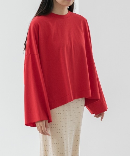 yuw(ユウ)の「オーガニックコットンワイドプルオーバー 957509(Tシャツ/カットソー・レディース・ホワイト/グレー/ブルー/レッド・FREE)」の4枚目の写真