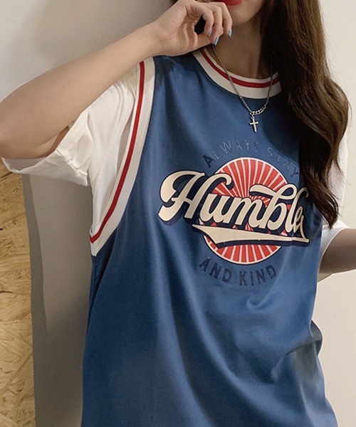 meJane(ミージェーン)の「HumbleサークルプリントドッキングTシャツ【ZOZOTOWN限定】(Tシャツ/カットソー・レディース・ブラック/グリーン/ブルー・FREE)」の2枚目の写真