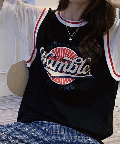 meJane(ミージェーン)の「HumbleサークルプリントドッキングTシャツ【ZOZOTOWN限定】(Tシャツ/カットソー・レディース・ブラック/グリーン/ブルー・FREE)」の6枚目の写真