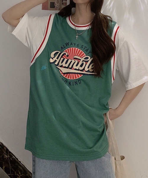 meJane(ミージェーン)の「HumbleサークルプリントドッキングTシャツ【ZOZOTOWN限定】(Tシャツ/カットソー・レディース・ブラック/グリーン/ブルー・FREE)」の10枚目の写真