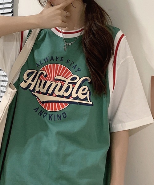 meJane(ミージェーン)の「HumbleサークルプリントドッキングTシャツ【ZOZOTOWN限定】(Tシャツ/カットソー・レディース・ブラック/グリーン/ブルー・FREE)」の17枚目の写真