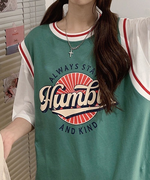 meJane(ミージェーン)の「HumbleサークルプリントドッキングTシャツ【ZOZOTOWN限定】(Tシャツ/カットソー・レディース・ブラック/グリーン/ブルー・FREE)」の18枚目の写真