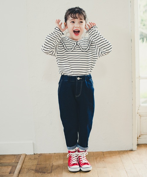 BRANSHES(ブランシェス)の「ガーデナーテーパードデニムパンツ(デニムパンツ・キッズ・ネイビー/ブルー・130cm/140cm/100cm/110cm/90cm/150cm/120cm)」の6枚目の写真