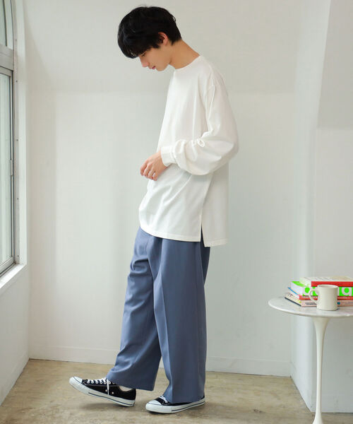 BeAMS DOT（ビームスドット）の「BeAMS DOT / サイドスリット クルーネックTシャツ（Tシャツ/カットソー・メンズ・ブラック/ホワイト・LARGE/MEDIUM）」の4枚目の写真