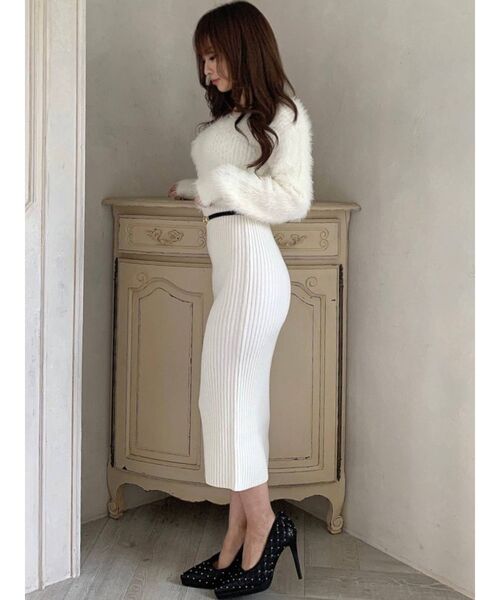 RESEXXY（リゼクシー）の「シャギーミディワンピース（ワンピース・レディース・ブラック/ラベンダー/ベージュ/ホワイト・FREE）」の8枚目の写真