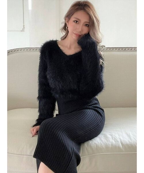 RESEXXY（リゼクシー）の「シャギーミディワンピース（ワンピース・レディース・ブラック/ラベンダー/ベージュ/ホワイト・FREE）」の12枚目の写真