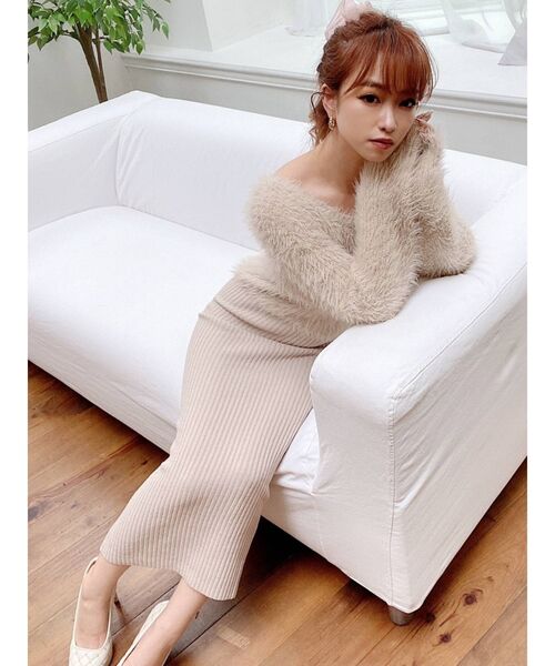 RESEXXY（リゼクシー）の「シャギーミディワンピース（ワンピース・レディース・ブラック/ラベンダー/ベージュ/ホワイト・FREE）」の17枚目の写真