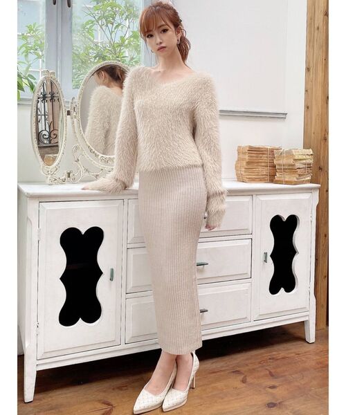 RESEXXY（リゼクシー）の「シャギーミディワンピース（ワンピース・レディース・ブラック/ラベンダー/ベージュ/ホワイト・FREE）」の20枚目の写真