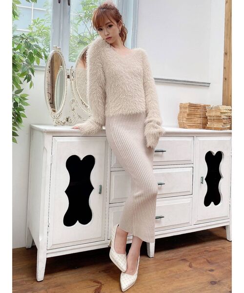 RESEXXY（リゼクシー）の「シャギーミディワンピース（ワンピース・レディース・ブラック/ラベンダー/ベージュ/ホワイト・FREE）」の22枚目の写真