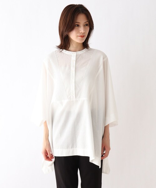 SHOO・LA・RUE（シューラルー）の「◆ピンタックドルマンシャツ（シャツ/ブラウス・レディース・ダークグリーン/オフホワイト/キャメル/ブラック・00）」の6枚目の写真