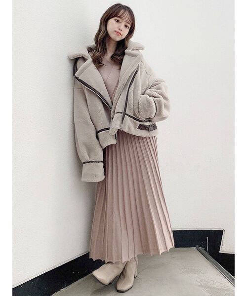 dazzlin（ダズリン）の「ペールパイピングボアブルゾン（ブルゾン・レディース・アイボリー/モカ・FREE）」の19枚目の写真