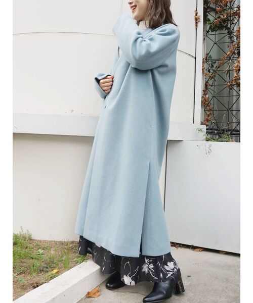 MERCURYDUO(マーキュリーデュオ)の「ウールノーカラーVネックコート(ノーカラーコート・レディース・ピンク/ブルー・SMALL/MEDIUM)」の15枚目の写真