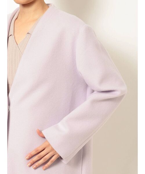 MERCURYDUO(マーキュリーデュオ)の「ウールノーカラーVネックコート(ノーカラーコート・レディース・ピンク/ブルー・SMALL/MEDIUM)」の9枚目の写真