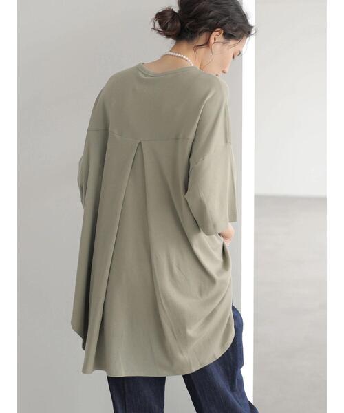 AMERICAN HOLIC(アメリカンホリック)の「バックタック半袖カットチュニック(Tシャツ/カットソー・レディース・ブラック/ライトカーキ/オフホワイト・L/M)」の22枚目の写真