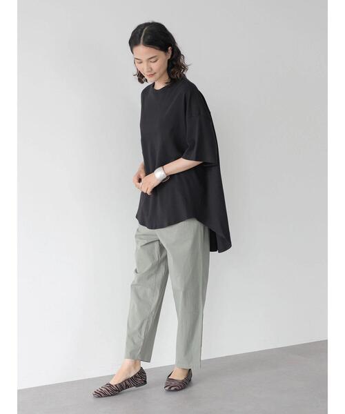 AMERICAN HOLIC(アメリカンホリック)の「バックタック半袖カットチュニック(Tシャツ/カットソー・レディース・ブラック/ライトカーキ/オフホワイト・L/M)」の5枚目の写真