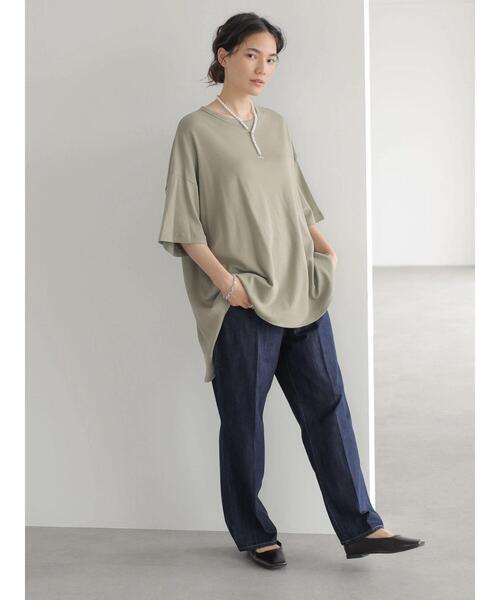 AMERICAN HOLIC(アメリカンホリック)の「バックタック半袖カットチュニック(Tシャツ/カットソー・レディース・ブラック/ライトカーキ/オフホワイト・L/M)」の18枚目の写真