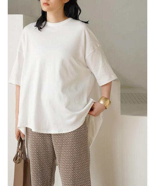 AMERICAN HOLIC(アメリカンホリック)の「バックタック半袖カットチュニック(Tシャツ/カットソー・レディース・ブラック/ライトカーキ/オフホワイト・L/M)」の15枚目の写真