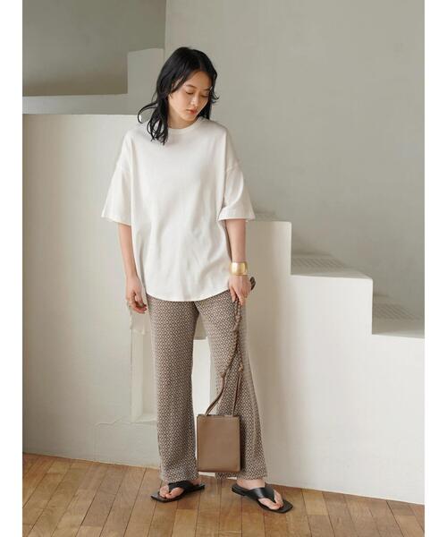 AMERICAN HOLIC(アメリカンホリック)の「バックタック半袖カットチュニック(Tシャツ/カットソー・レディース・ブラック/ライトカーキ/オフホワイト・L/M)」の12枚目の写真