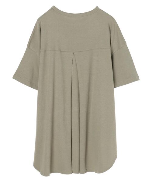 AMERICAN HOLIC(アメリカンホリック)の「バックタック半袖カットチュニック(Tシャツ/カットソー・レディース・ブラック/ライトカーキ/オフホワイト・L/M)」の9枚目の写真