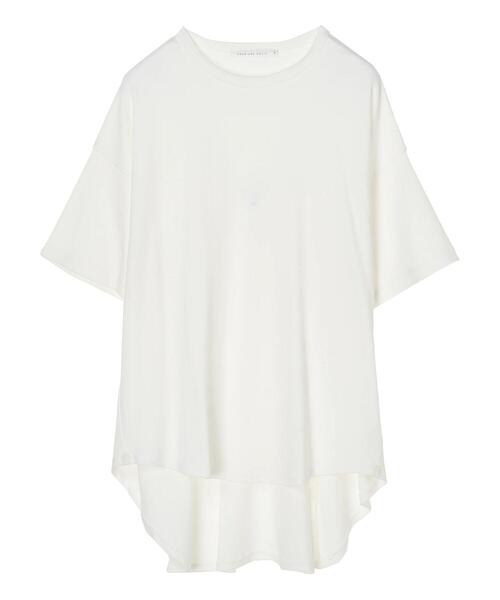 AMERICAN HOLIC(アメリカンホリック)の「バックタック半袖カットチュニック(Tシャツ/カットソー・レディース・ブラック/ライトカーキ/オフホワイト・L/M)」の2枚目の写真