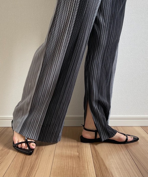 wee9s（ウィークス）の「natural pattern pleats slit pants / ナチュラルパターンウエストゴムプリーツスリットパンツ（その他パンツ・レディース・ブラック/ブラウン・FREE）」の21枚目の写真