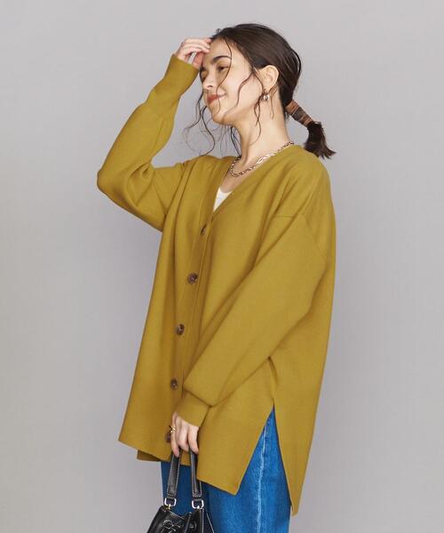 BEAUTY&YOUTH UNITED ARROWS（ビューティーアンドユースユナイテッドアローズ）の「BY Vネックニット カーディガン -ウォッシャブル-◆（カーディガン/ボレロ・レディース・ブラック/イエロー/モカ・FREE）」の8枚目の写真