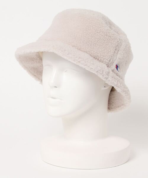 Champion(チャンピオン)の「【CHAMPION/チャンピオン】ボアバケットハット ワンポイントブランドロゴ(ハット・メンズ・ブラック/ベージュ/ブラウン/アイボリー・FREE)」の4枚目の写真