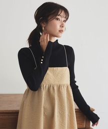 titivate | ﾎﾞﾄﾙﾈｯｸｺﾞｰﾙﾄﾞ釦ﾃﾞｻﾞｲﾝﾆｯﾄ(ニット/セーター)