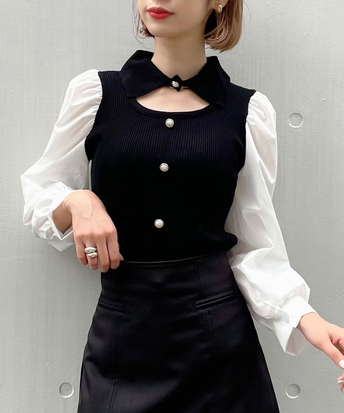 Crea titty&Co. PETIT(クレアティティーアンドコープチ)の「【Crea titty&Co.PETIT】デコルテオープントップスⅡ(Tシャツ/カットソー・レディース・マルチ/ブラック・FREE)」の2枚目の写真