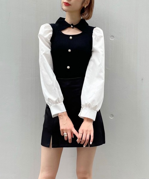 Crea titty&Co. PETIT(クレアティティーアンドコープチ)の「【Crea titty&Co.PETIT】デコルテオープントップスⅡ(Tシャツ/カットソー・レディース・マルチ/ブラック・FREE)」の9枚目の写真