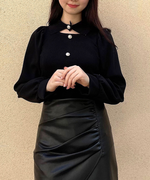 Crea titty&Co. PETIT(クレアティティーアンドコープチ)の「【Crea titty&Co.PETIT】デコルテオープントップスⅡ(Tシャツ/カットソー・レディース・マルチ/ブラック・FREE)」の13枚目の写真
