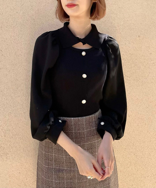 Crea titty&Co. PETIT(クレアティティーアンドコープチ)の「【Crea titty&Co.PETIT】デコルテオープントップスⅡ(Tシャツ/カットソー・レディース・マルチ/ブラック・FREE)」の7枚目の写真