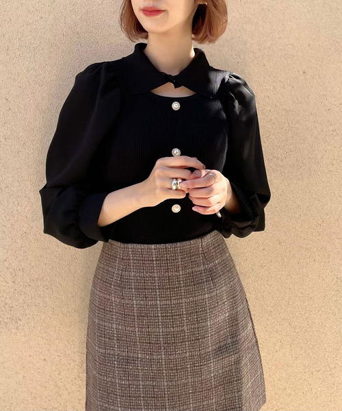 Crea titty&Co. PETIT(クレアティティーアンドコープチ)の「【Crea titty&Co.PETIT】デコルテオープントップスⅡ(Tシャツ/カットソー・レディース・マルチ/ブラック・FREE)」の6枚目の写真