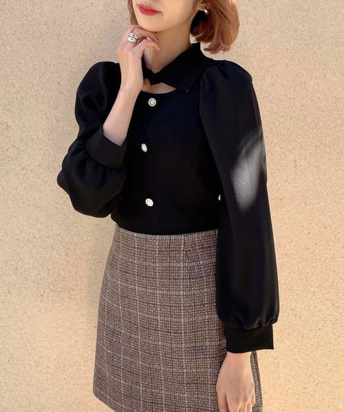 Crea titty&Co. PETIT(クレアティティーアンドコープチ)の「【Crea titty&Co.PETIT】デコルテオープントップスⅡ(Tシャツ/カットソー・レディース・マルチ/ブラック・FREE)」の5枚目の写真