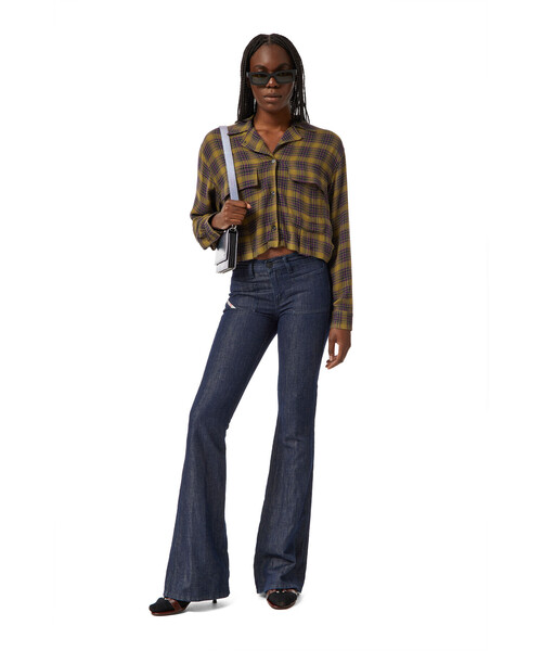 DIESEL（ディーゼル）の「レディース チェックシャツ ショート丈 オープンカラー（シャツ/ブラウス・レディース・エンジ/イエロー・SMALL/MEDIUM/X-SMALL/LARGE）」の3枚目の写真