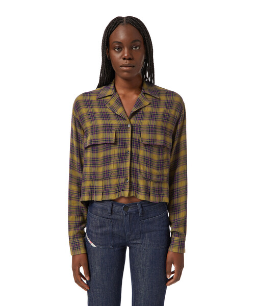 DIESEL（ディーゼル）の「レディース チェックシャツ ショート丈 オープンカラー（シャツ/ブラウス・レディース・エンジ/イエロー・SMALL/MEDIUM/X-SMALL/LARGE）」の16枚目の写真