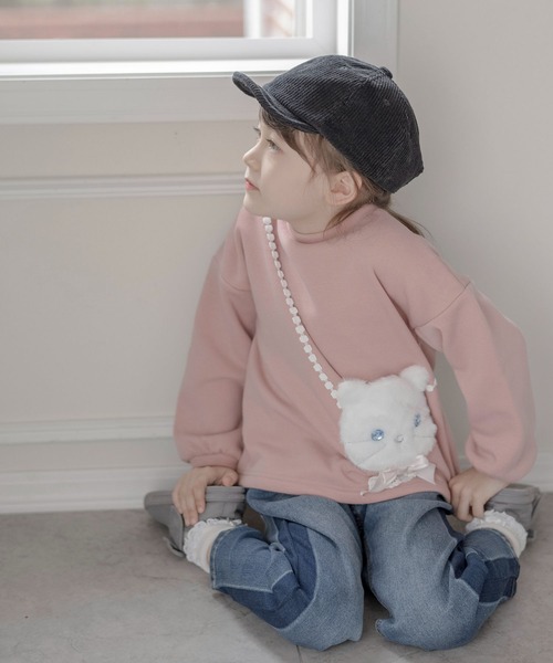 Catherine Cottage（キャサリンコテージ）の「ネコポシェットトップス（スウェット・キッズ・グレー/ライラック/スモークピンク/グレイッシュブルー/パープル/アイボリー/ベビーピンク・100/110/120/130/140/150）」の7枚目の写真