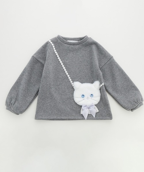 Catherine Cottage（キャサリンコテージ）の「ネコポシェットトップス（スウェット・キッズ・グレー/ライラック/スモークピンク/グレイッシュブルー/パープル/アイボリー/ベビーピンク・100/110/120/130/140/150）」の22枚目の写真