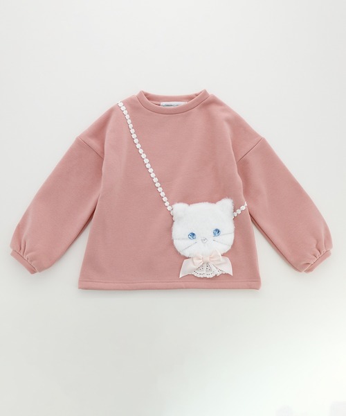 Catherine Cottage（キャサリンコテージ）の「ネコポシェットトップス（スウェット・キッズ・グレー/ライラック/スモークピンク/グレイッシュブルー/パープル/アイボリー/ベビーピンク・100/110/120/130/140/150）」の20枚目の写真