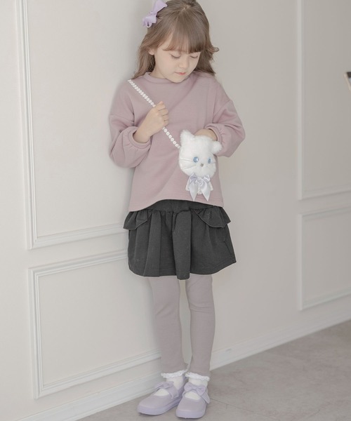 Catherine Cottage（キャサリンコテージ）の「ネコポシェットトップス（スウェット・キッズ・グレー/ライラック/スモークピンク/グレイッシュブルー/パープル/アイボリー/ベビーピンク・100/110/120/130/140/150）」の16枚目の写真