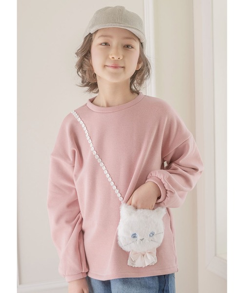 Catherine Cottage（キャサリンコテージ）の「ネコポシェットトップス（スウェット・キッズ・グレー/ライラック/スモークピンク/グレイッシュブルー/パープル/アイボリー/ベビーピンク・100/110/120/130/140/150）」の9枚目の写真