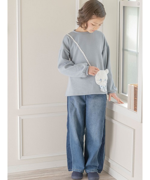 Catherine Cottage（キャサリンコテージ）の「ネコポシェットトップス（スウェット・キッズ・グレー/ライラック/スモークピンク/グレイッシュブルー/パープル/アイボリー/ベビーピンク・100/110/120/130/140/150）」の11枚目の写真