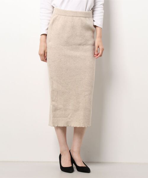 おしゃれスタ(オシャレスタ)の「【HARBOR ハーバー】カシミヤリブニットスカート(BP)(スカート・レディース・ベージュ/モカ/ベージュ系・M/S)」の2枚目の写真