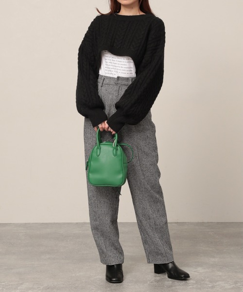 Heather（ヘザー）の「ケーブル極短ニット　258150（ニット/セーター・レディース・オフホワイト/ブラック/グリーン・FREE）」の15枚目の写真