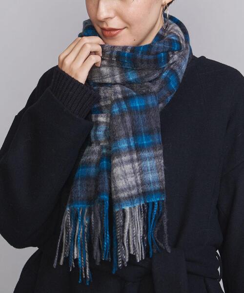Eds Cashmere(イーディーエスカシミア)の「<Eds Cashmere>カシミヤ チェック マフラー(マフラー・レディース・オフホワイト/マスタード/コバルトブルー・FREE)」の7枚目の写真