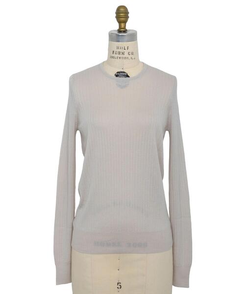 Drawer(ドゥロワー)の「<Drawer(ドゥロワー)> 18Gカシミヤシルクリブクルーネックニット 22SS(ニット/セーター・レディース・ライトグレー/ベージュ・1/2)」の1枚目の写真